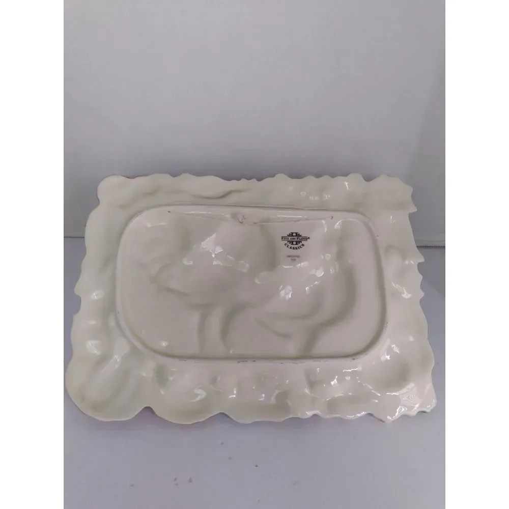 Vintage Farmhouse Rooster Decorative Platter with Vegetable Border Kitchen Decor